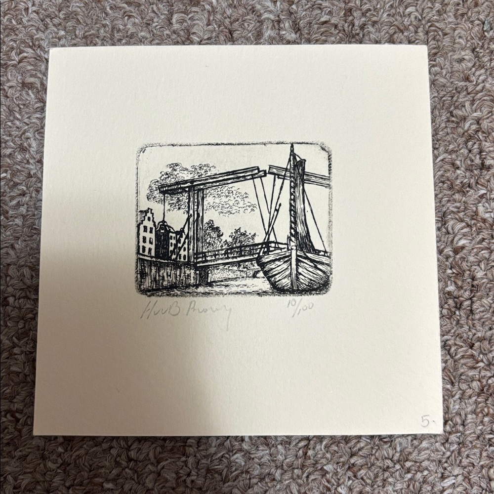 Bridge Sketch Signed "HwB Proudy" and numbered 10/100